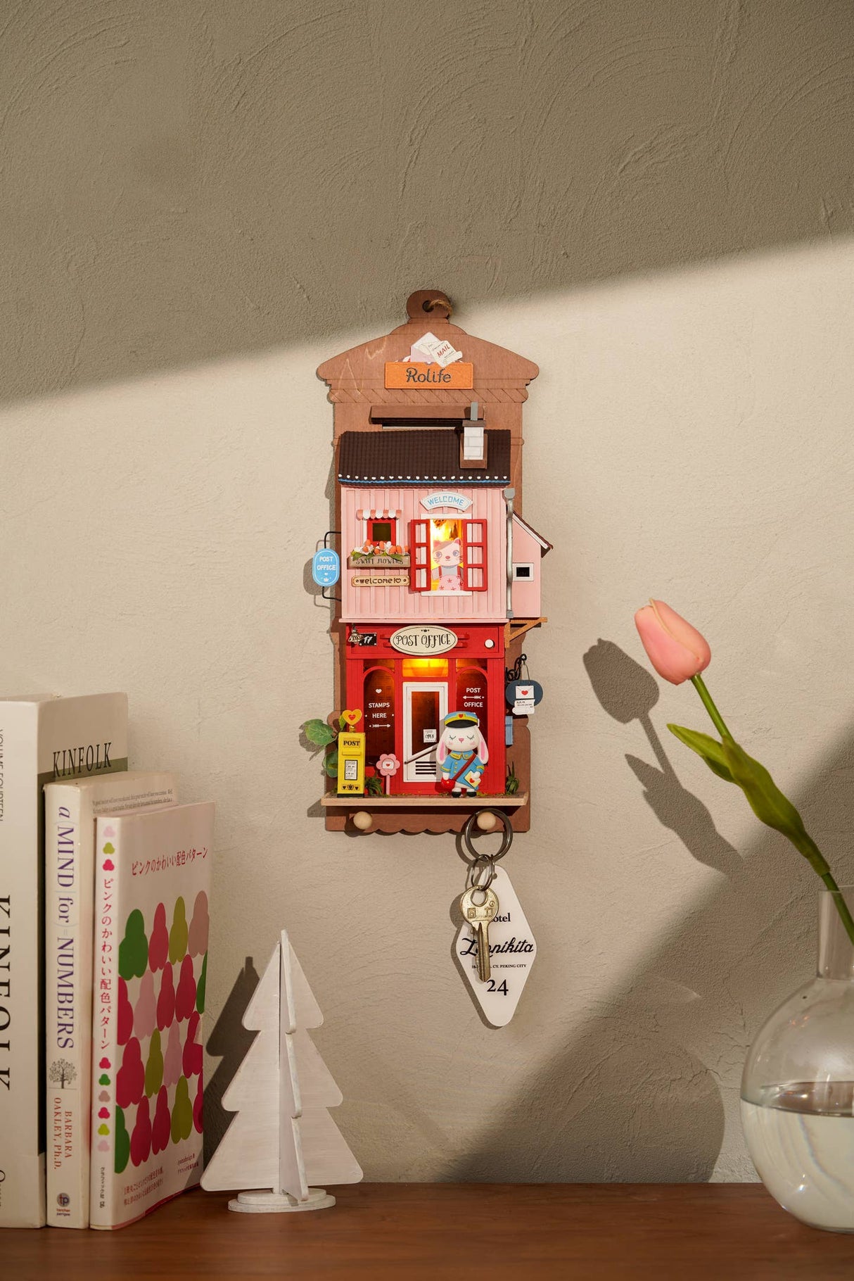 Kit de casa en miniatura para colgar en la pared con diseño de Love Post Office