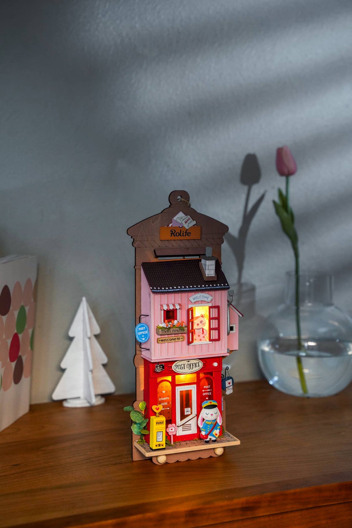 Kit de casa en miniatura para colgar en la pared con diseño de Love Post Office