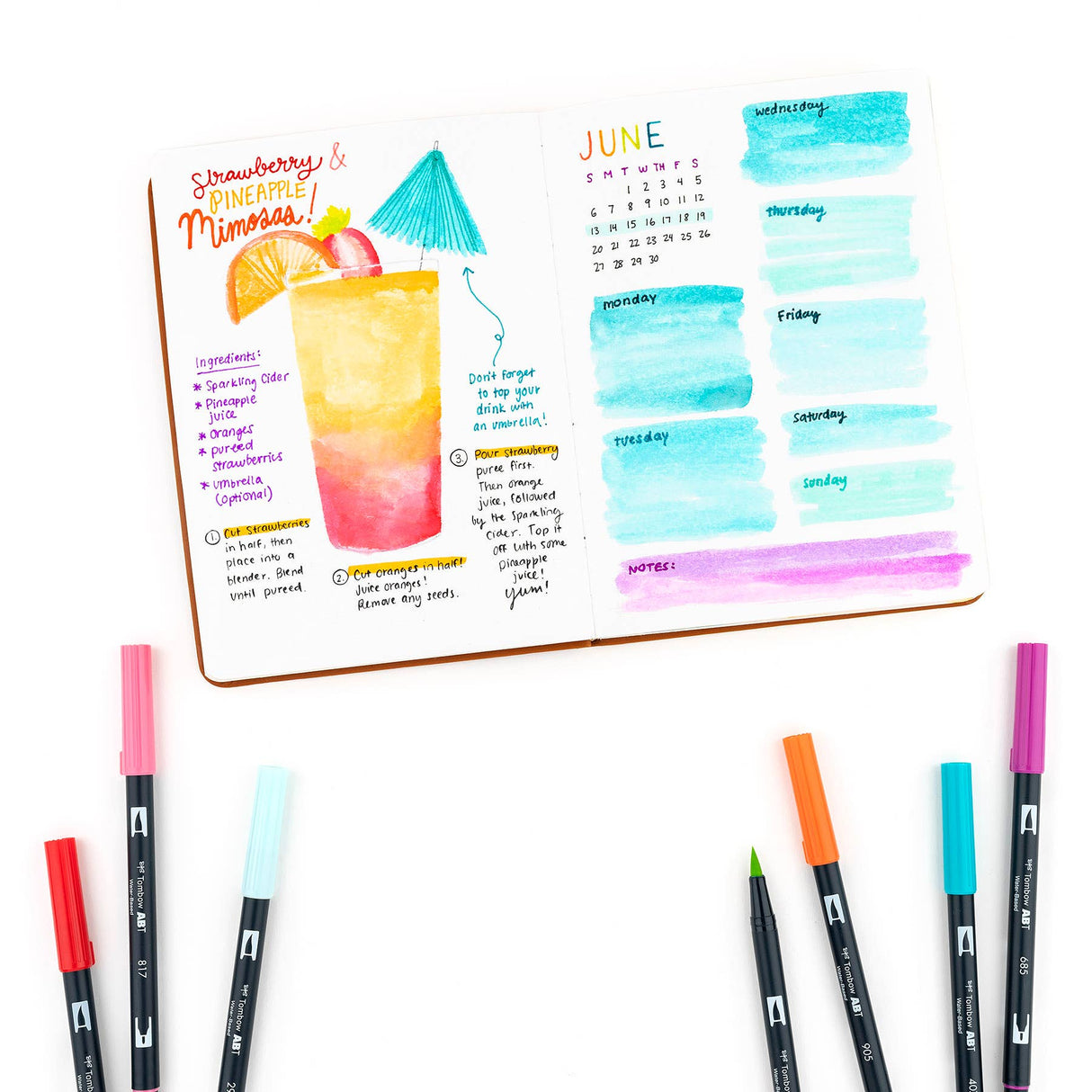 Dual Brush Pen Art Markers Tropical 10-Pack
