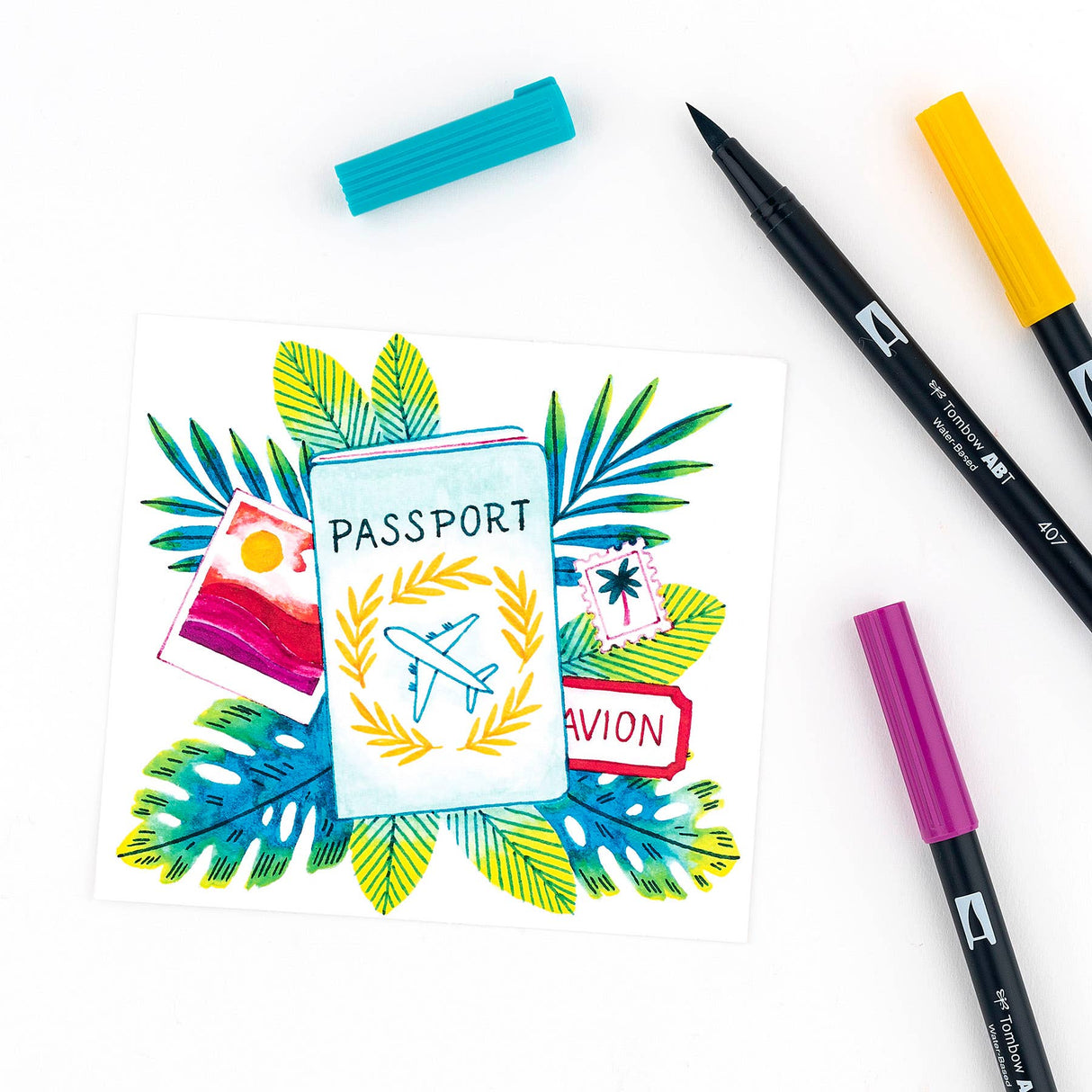 Dual Brush Pen Art Markers Tropical 10-Pack