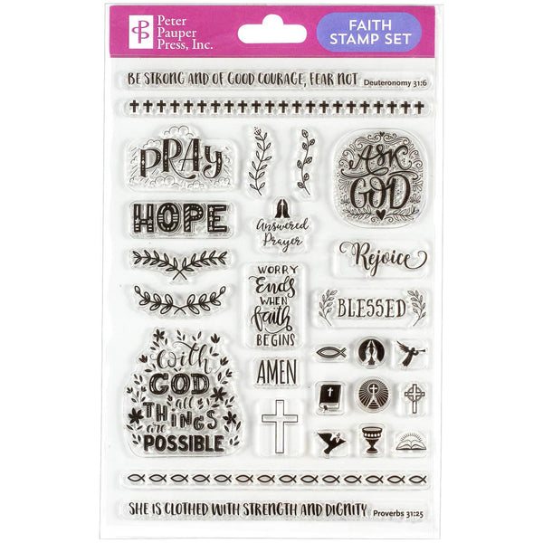 the Paper Studio, Faith Words Sticker Pack, 19 Clear Stickers