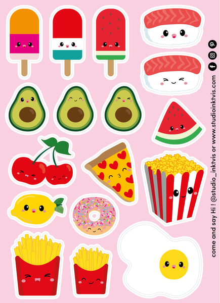 Cute Foods Stickers and Decal Sheets