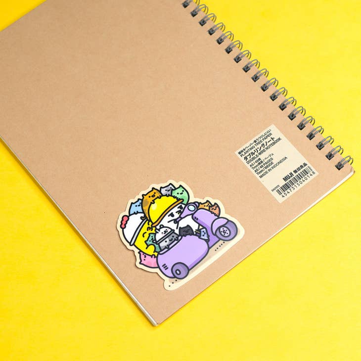 Pegatina de Scooter y gatos de pollo gruñón