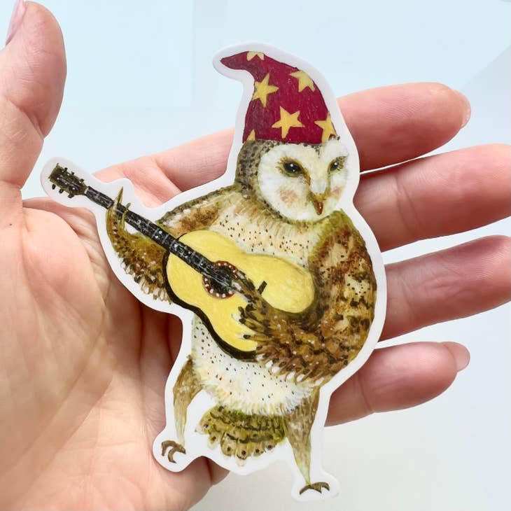 Guitar Owl Vinyl Sticker