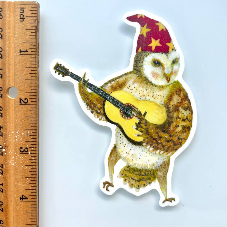 Guitar Owl Vinyl Sticker