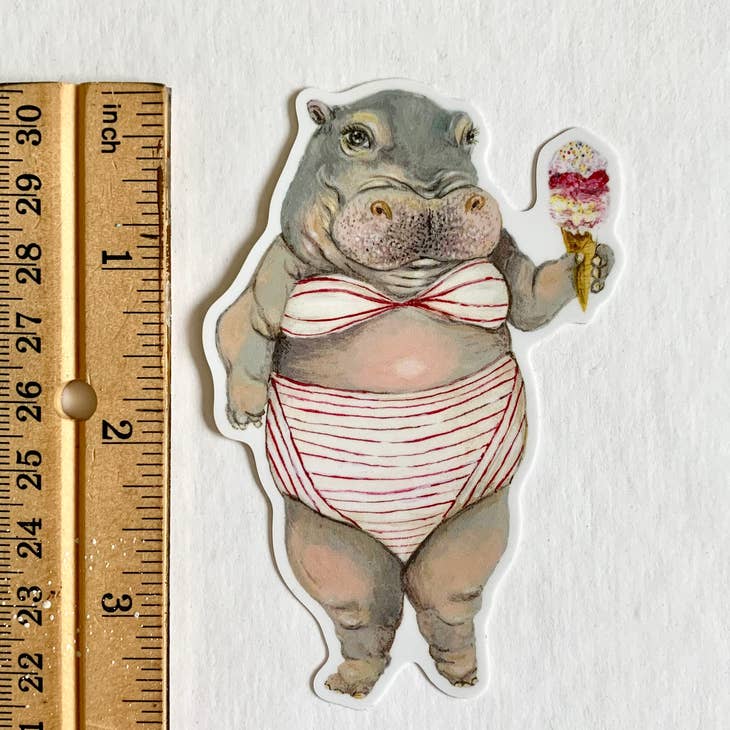 Pegatina de vinilo de hipopótamo