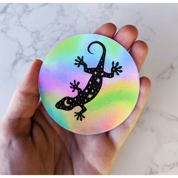Pegatina holográfica de gecko celestial
