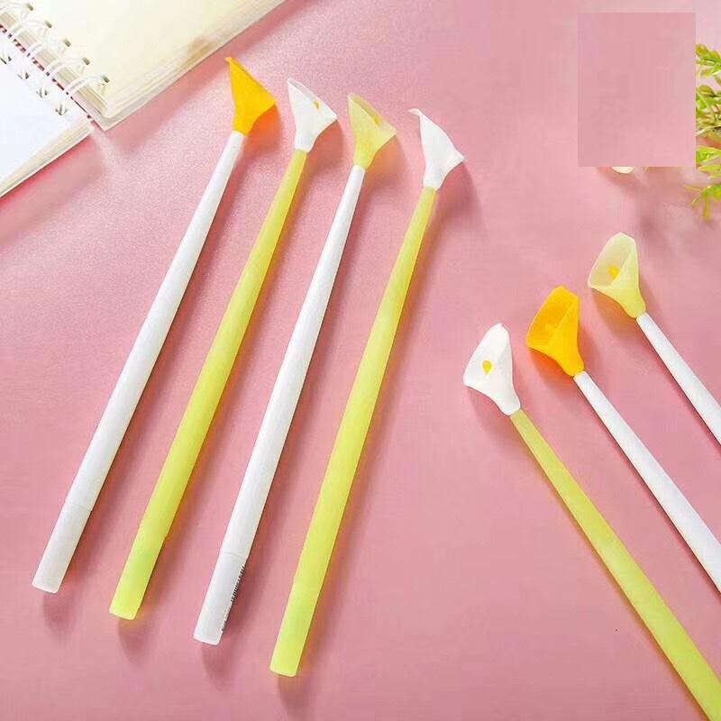 Bolígrafo de gel con forma de flor de lirio, tinta negra