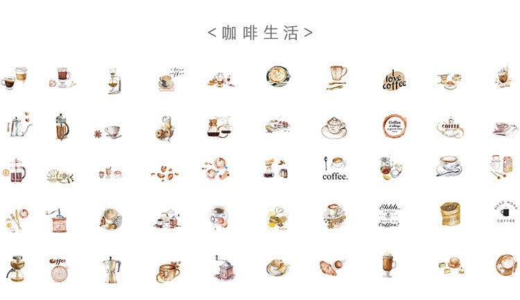 Pegatinas de copos de café (50 piezas)