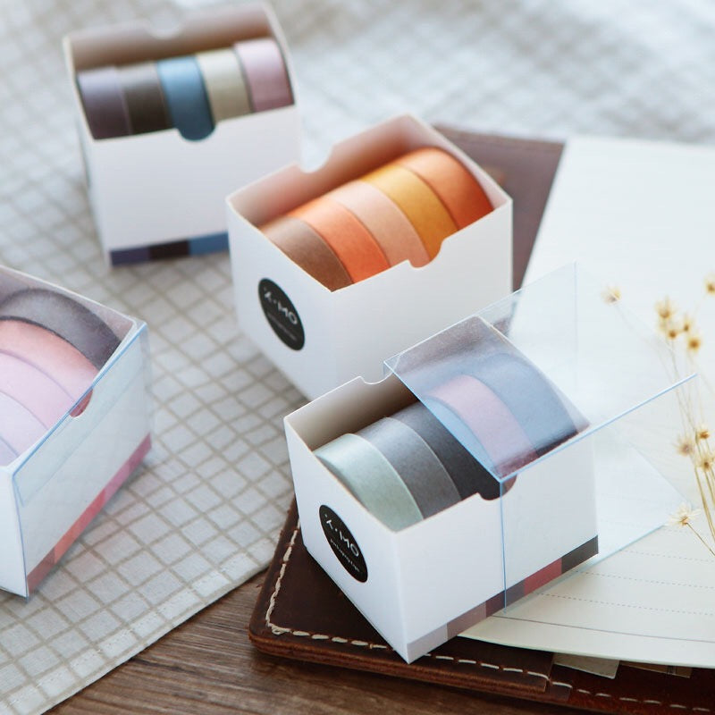 Juego de 5 rollos de cinta washi de colores sólidos Rain & Dew