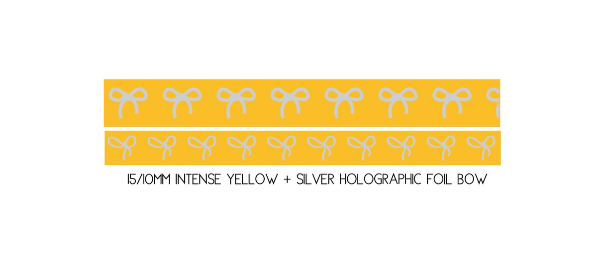 simply gilded WASHI TAPE 15/10mm BOW set - INTENSE YELLOW + silver holographic (May Release, Presale)