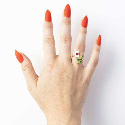 Ace of Hearts & Snake Ring