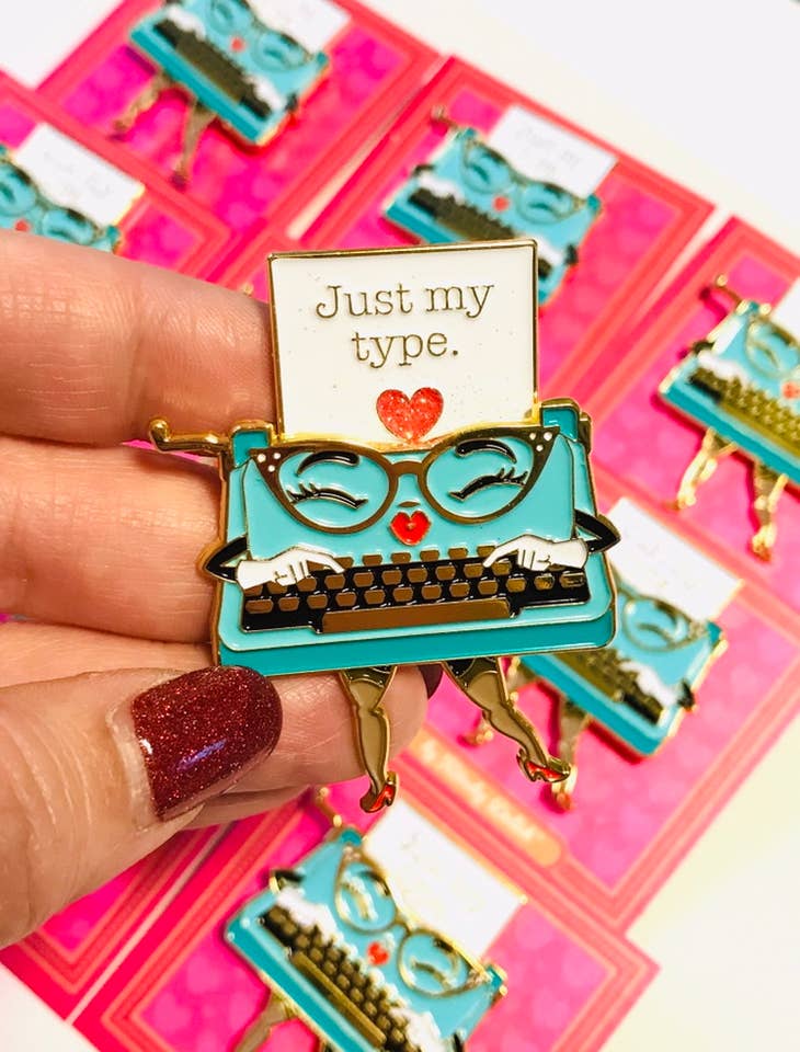 Just My Type Sliding Enamel Pin