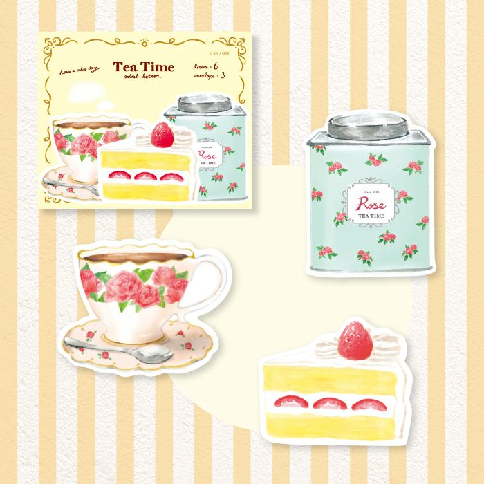 Juego de cartas Tea Time Rose: papeles y sobres para escribir