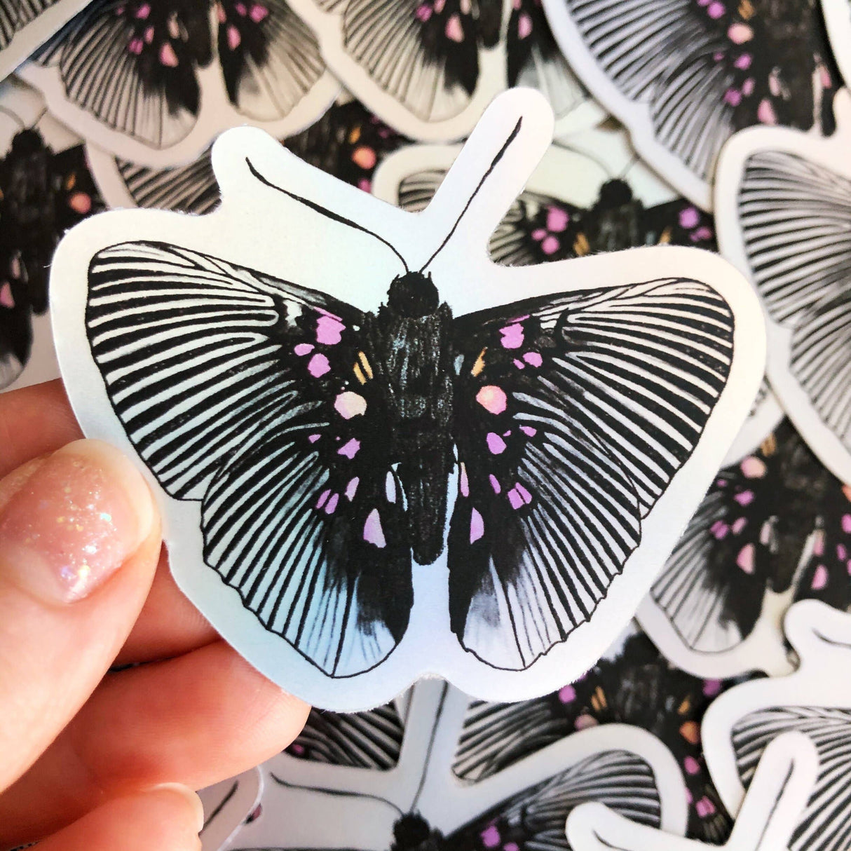 Pegatina holográfica de Lyropteryx Apollonia