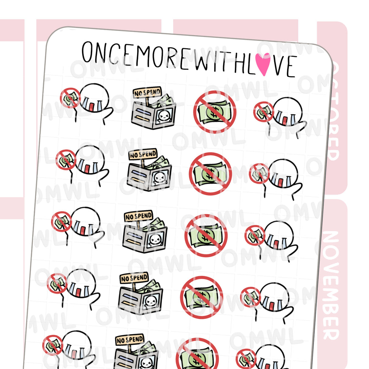 M1270 No Spend 2.0 Planner Sticker