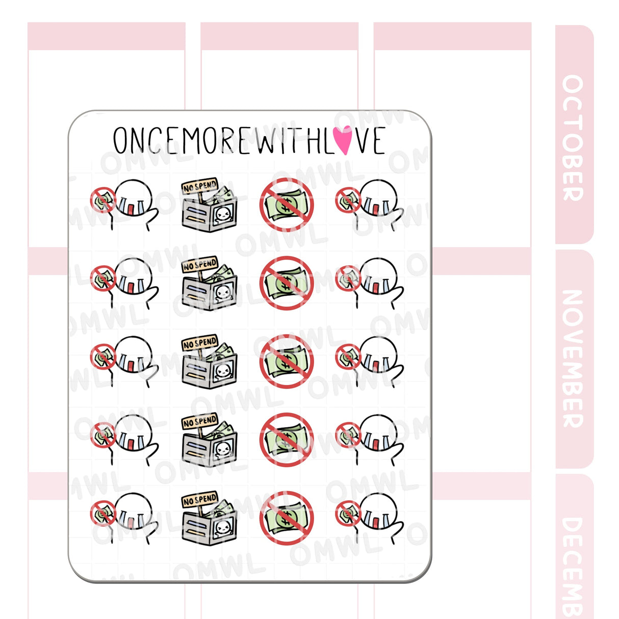 M1270 No Spend 2.0 Planner Sticker