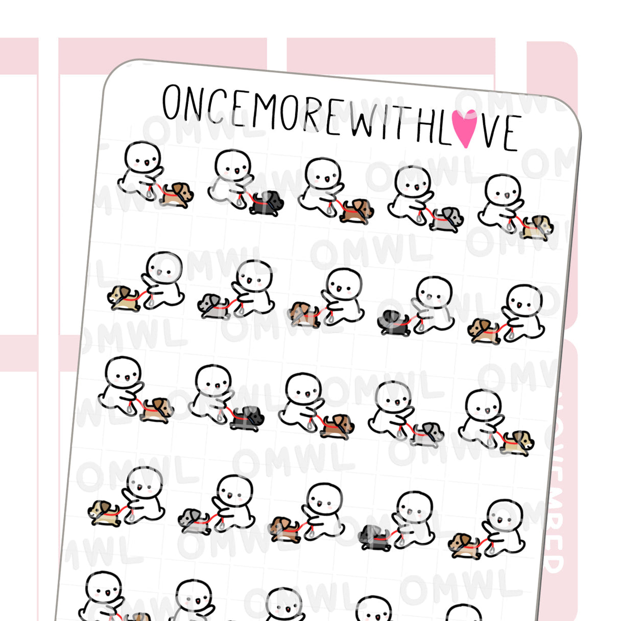 M608 Dog Walking Reminder Planner Sticker