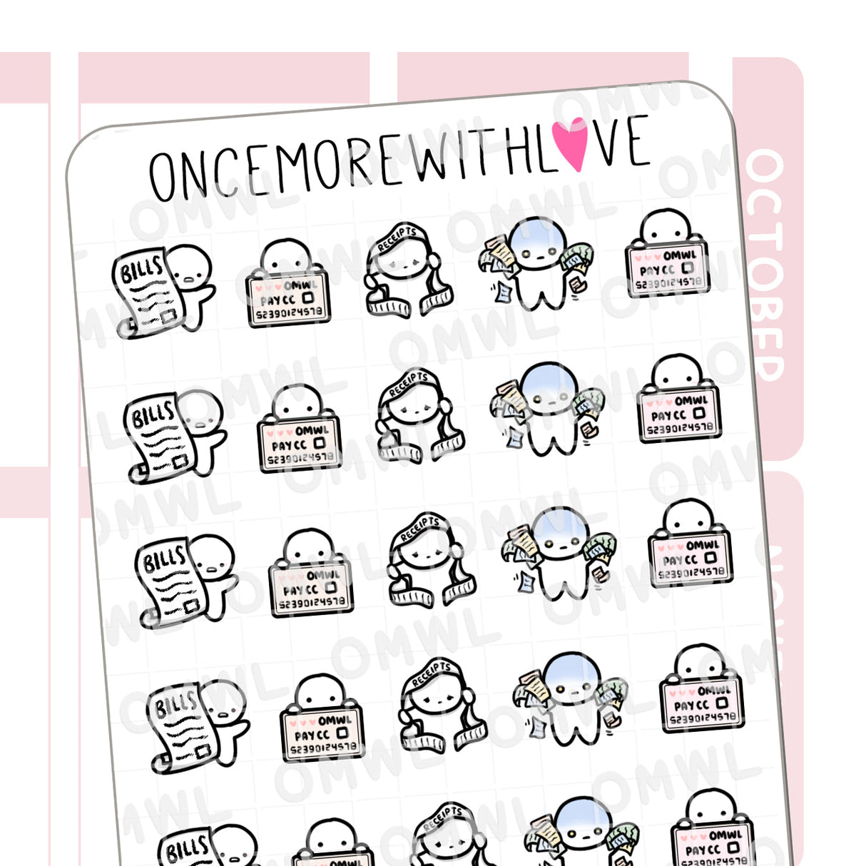 M734 Bills and Receipts Tax Time Sticker