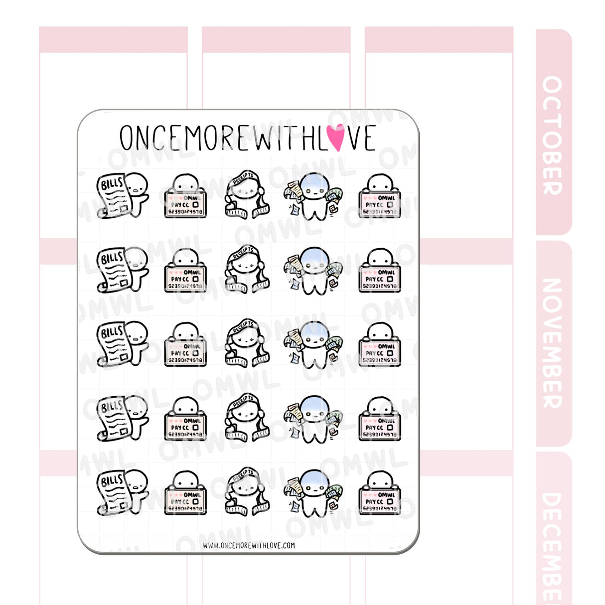 M734 Bills and Receipts Tax Time Sticker