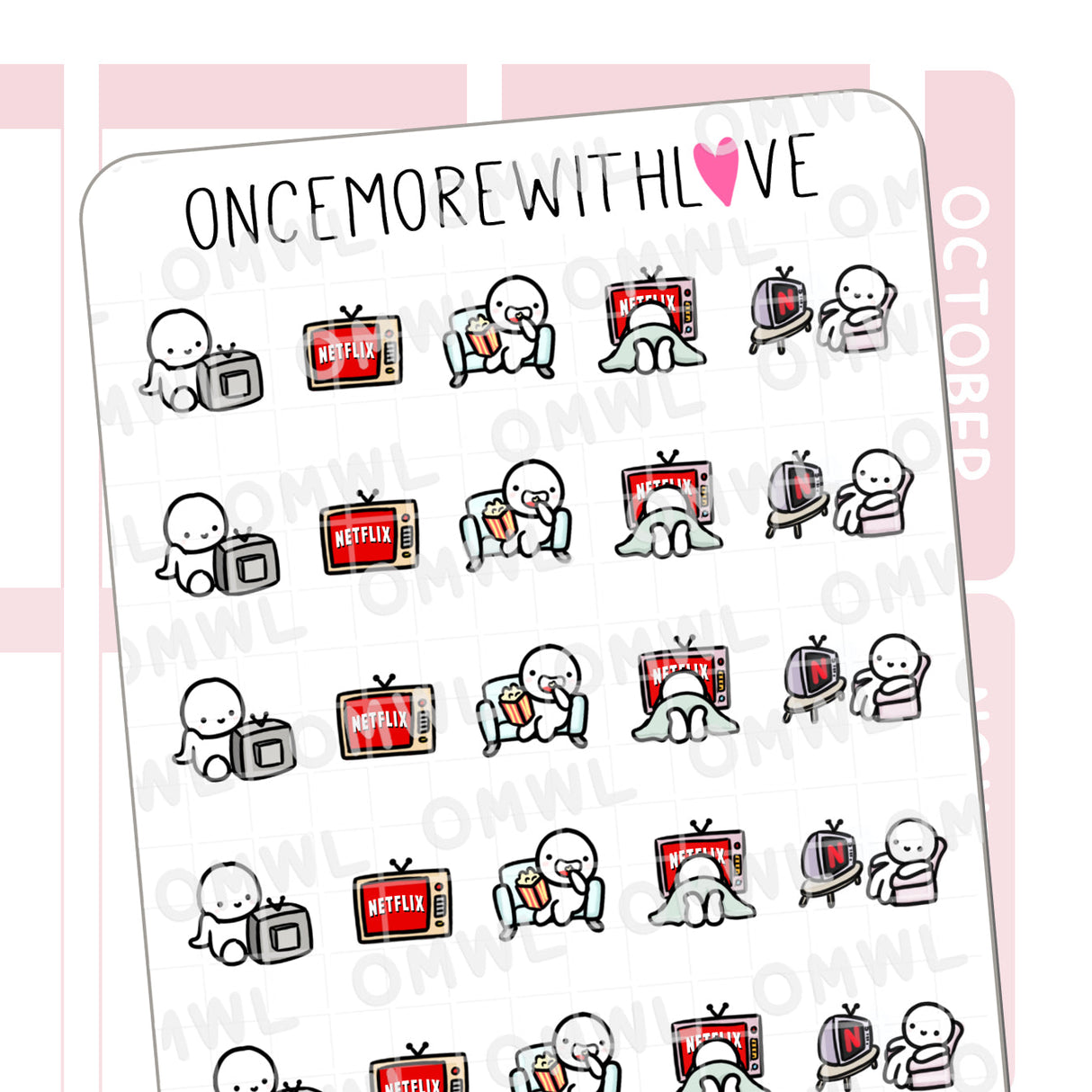 M826 Netflix Binge Munchkin Planner Sticker