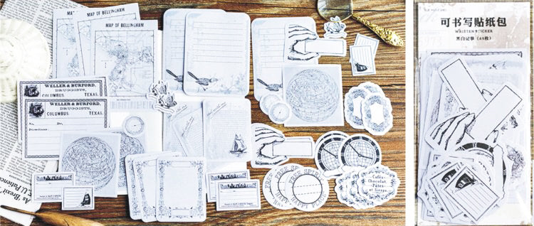 Vintage Label Writable Flake Sticker (45 pieces)