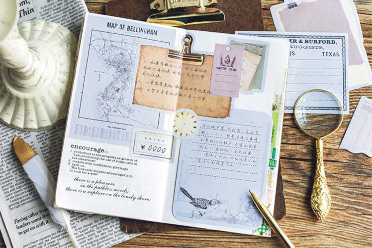 Vintage Label Writable Flake Sticker (45 pieces)