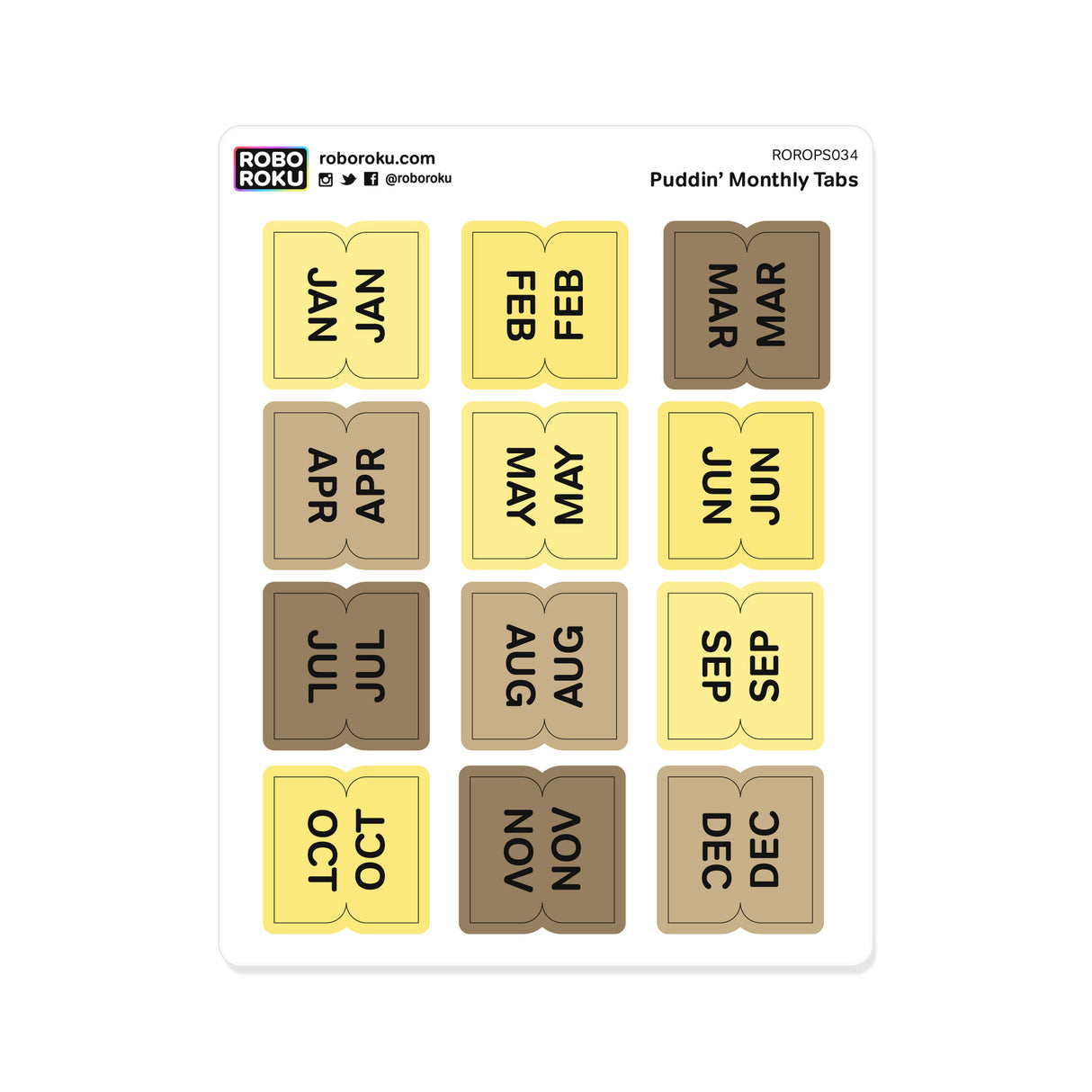 Pegatinas de planificador con pestañas mensuales de Puddin' Bear