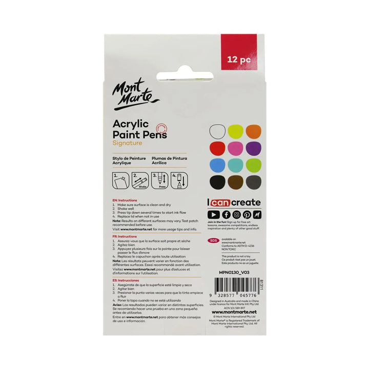 Acrylic Paint Pens Signature Broad Tip 3mm 12pcs