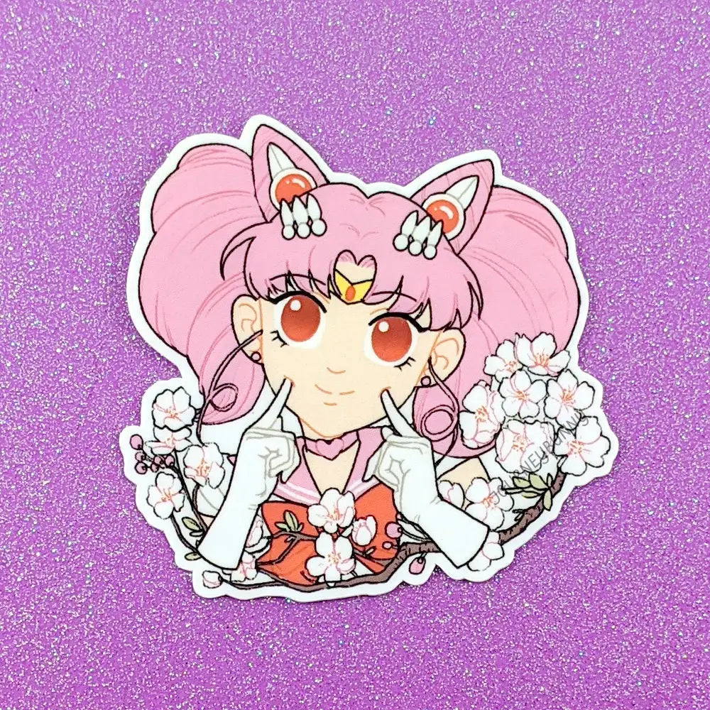 Pegatina de vinilo impermeable y a prueba de rayos ultravioleta de Magical Girl Mini Moon