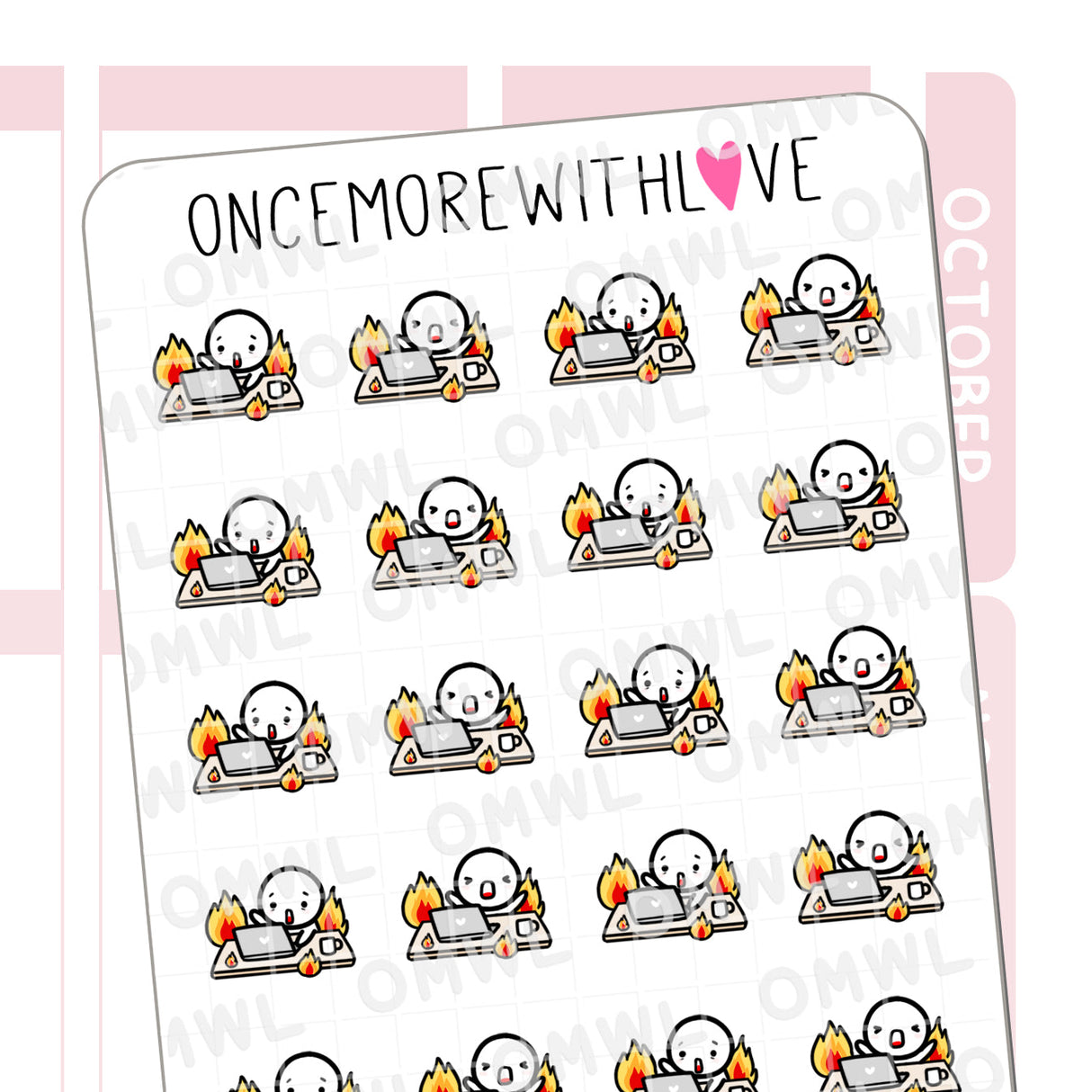 Once More With Love - M1161 Desk on Fire Sticker