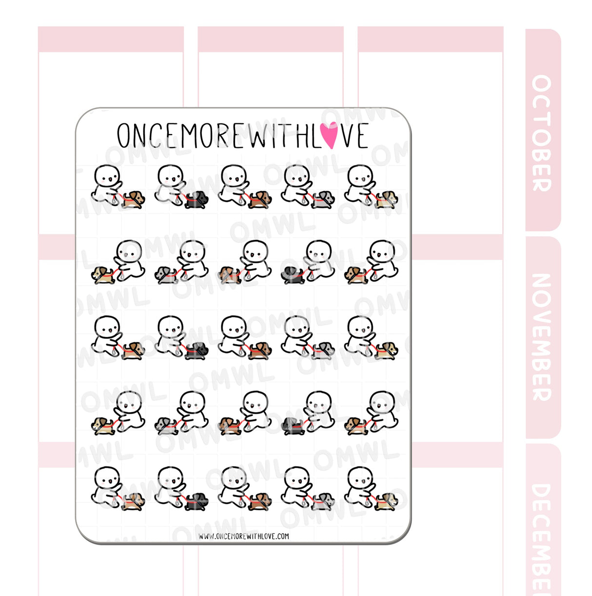 Once More With Love - M608 Dog Walking Reminder Planner Sticker