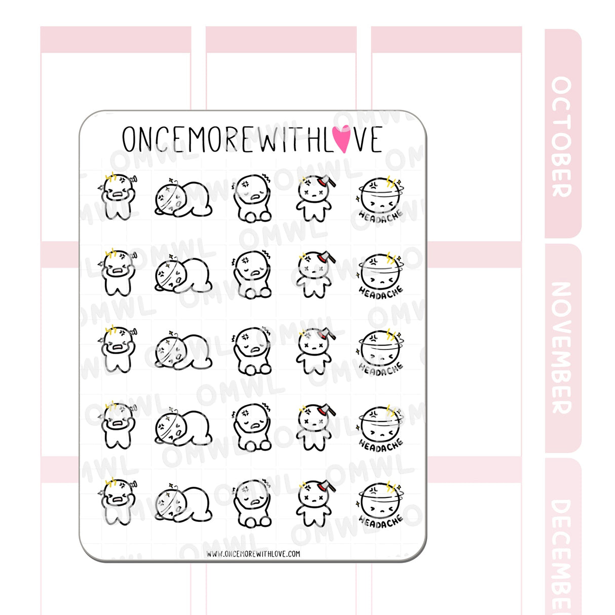 Once More With Love M732 Headache 2.0 Munchkin Planner Stickers