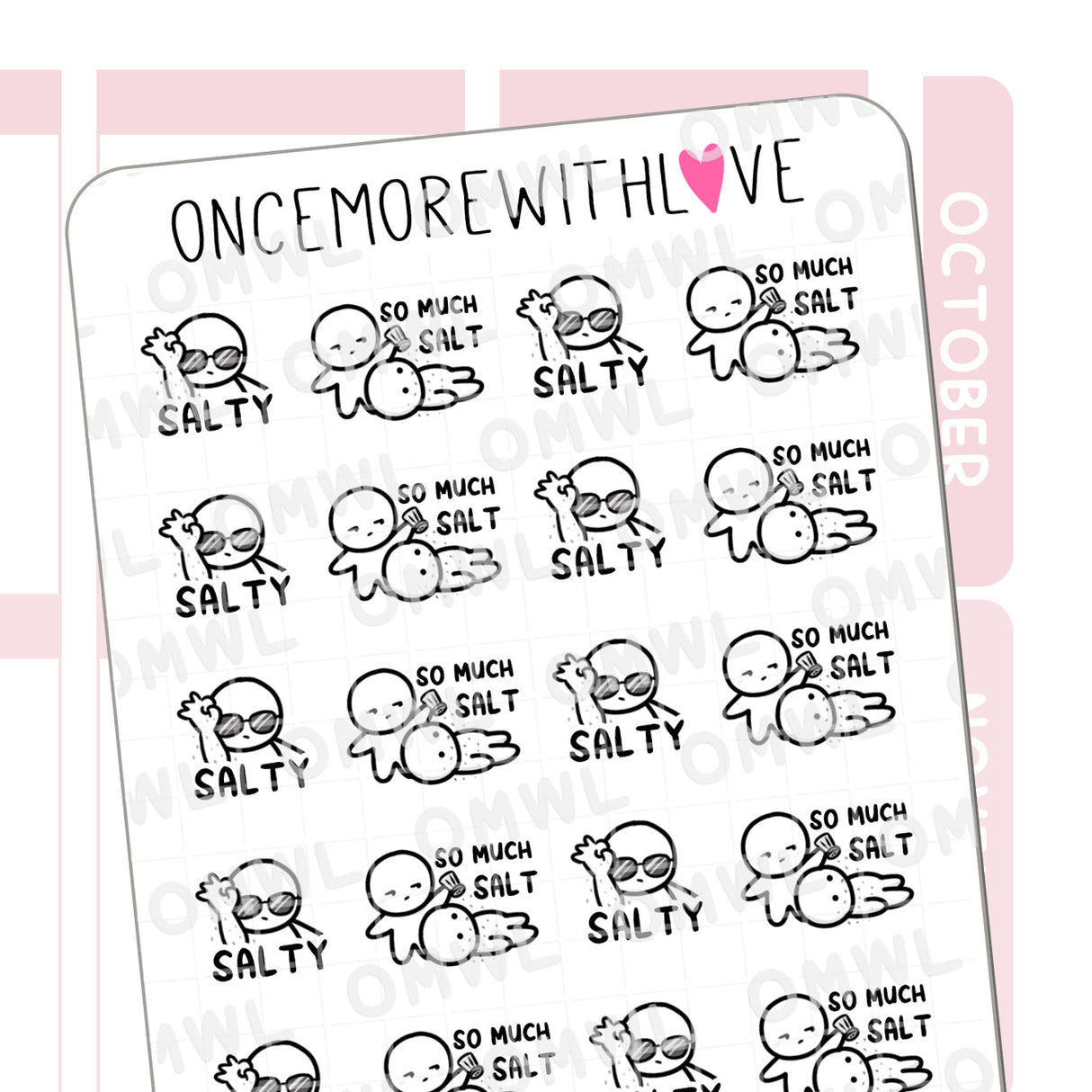 Once More With Love M896 Salty 2.0 Munchkin Planner Stickers