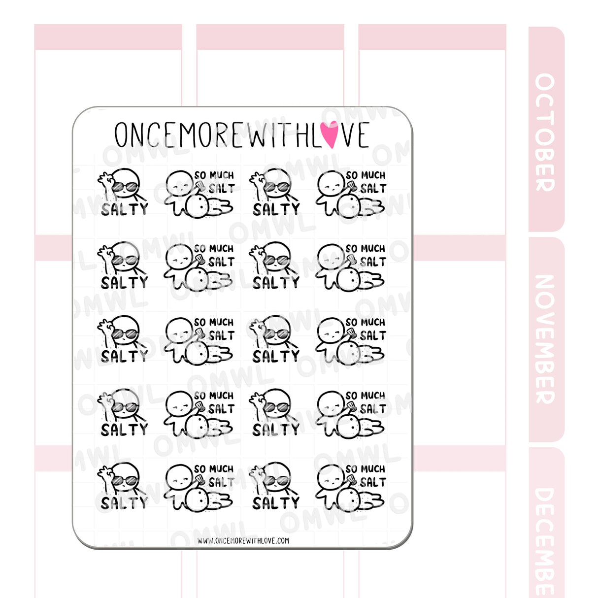 Once More With Love M896 Salty 2.0 Munchkin Planner Stickers