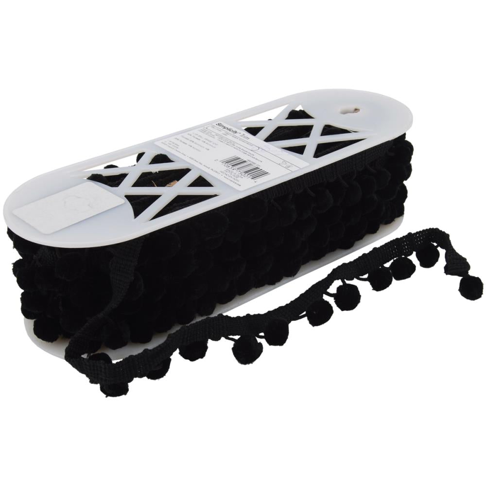 Black Ball Fringe / Pom Pom Fringe. Use these pom pom trim in your planner spread, gift wrapping, tutu dress, advent calendar, hat making, curtains, baby blanket, pillows and all kind of craft projects.