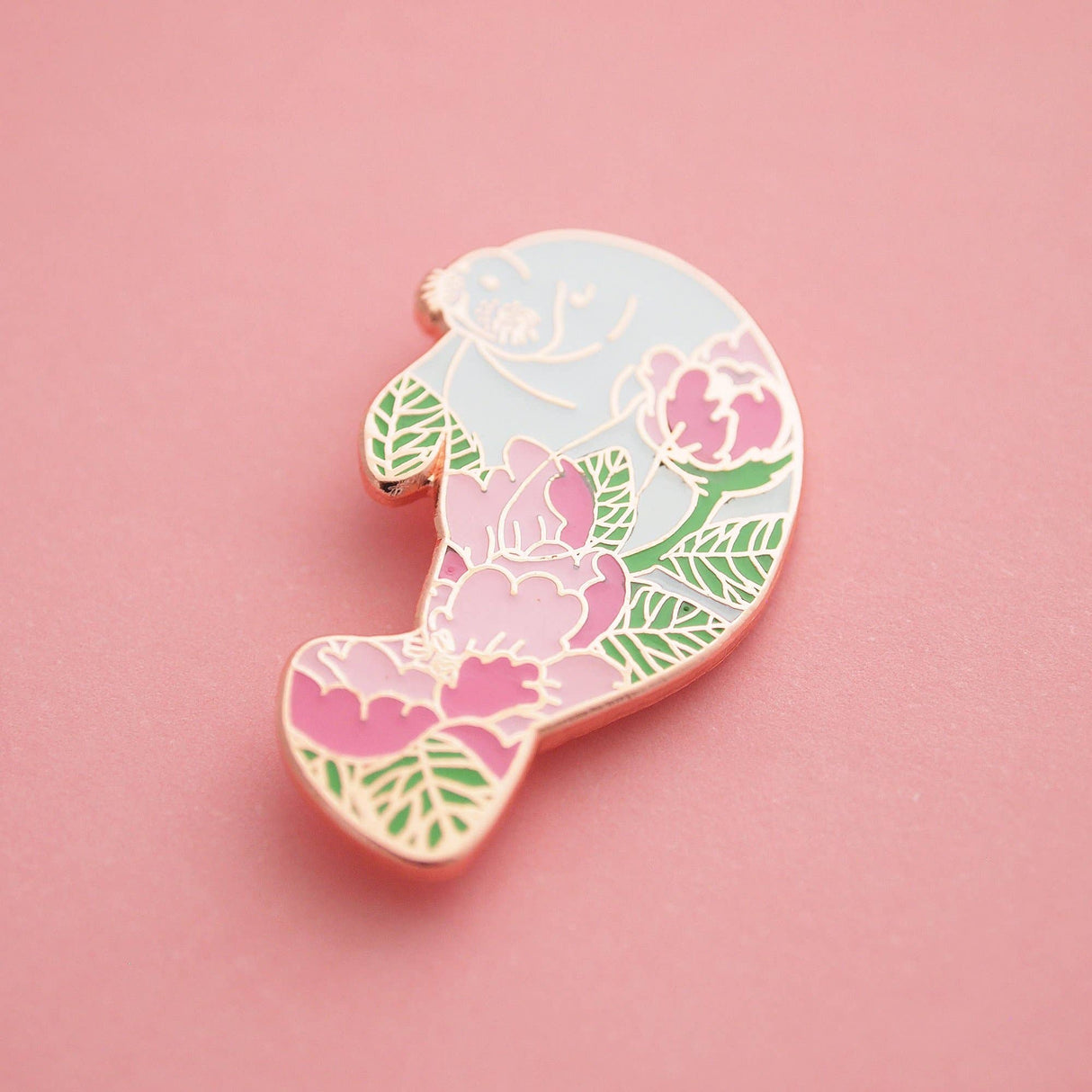 Peony Manatee Pin