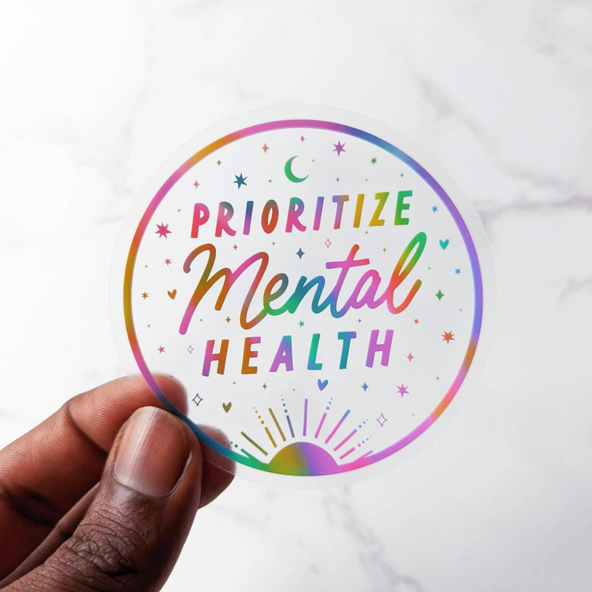 Pegatina transparente Priorizar la salud mental