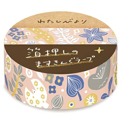 Cinta washi metalizada con diseño de pájaros y flores