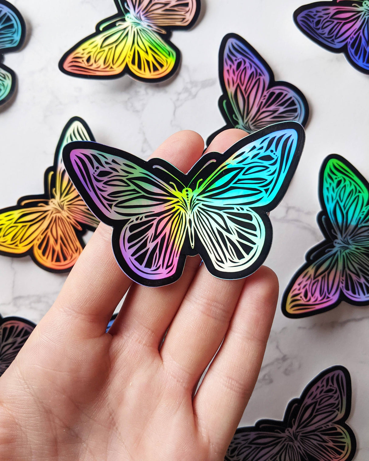 Rainbow Holographic Butterfly Sticker