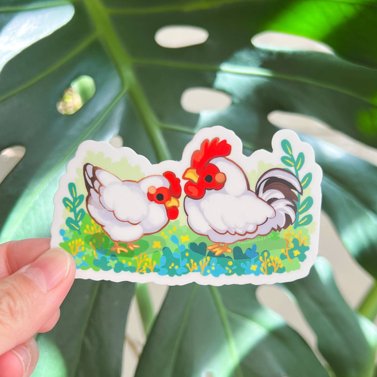 Pegatina de vinilo de gallo y gallina