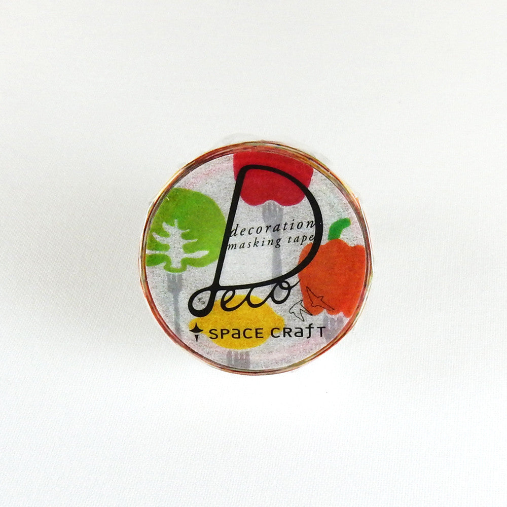 Manualidad espacial con cinta washi y tenedor de verduras