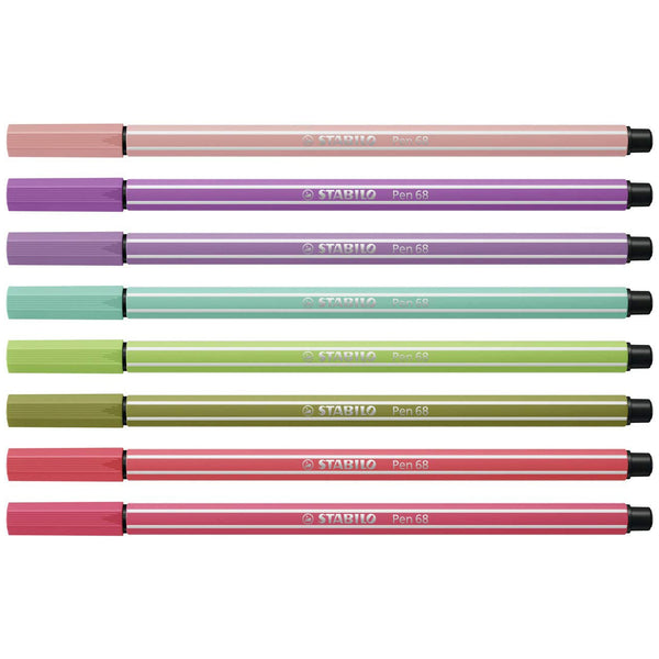  Premium Felt Tip Pen - STABILO Pen 68 - Wallet of 30 - Assorted  colors incl 6 Neon : Office Products