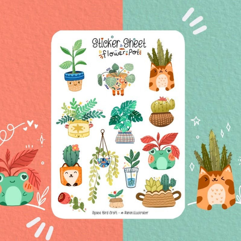 Flower Pot Sticker Sheet