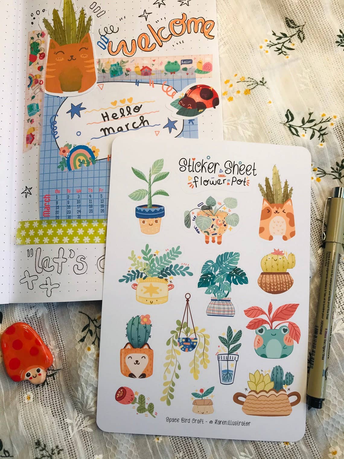 Flower Pot Sticker Sheet
