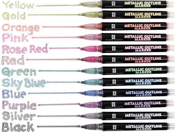 24 Colors Outline Metallic Markers, Acrylic Paint Marker Paint Pen