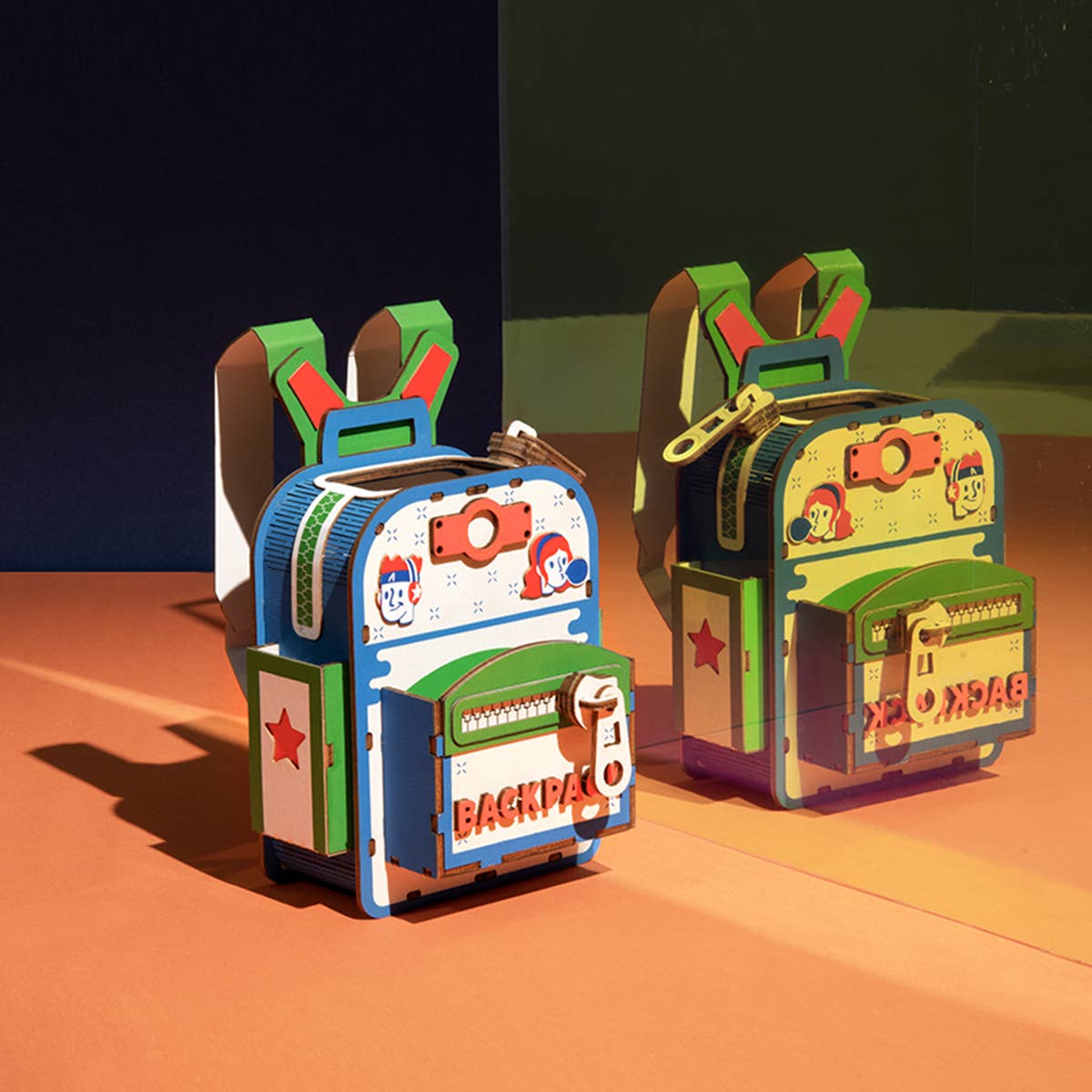 Backpack DIY Wooden Desk Organizer Pen Holder