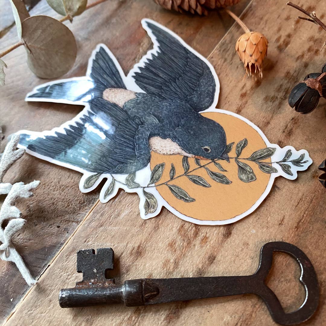 Adhesivo de vinilo semitransparente con forma de golondrina