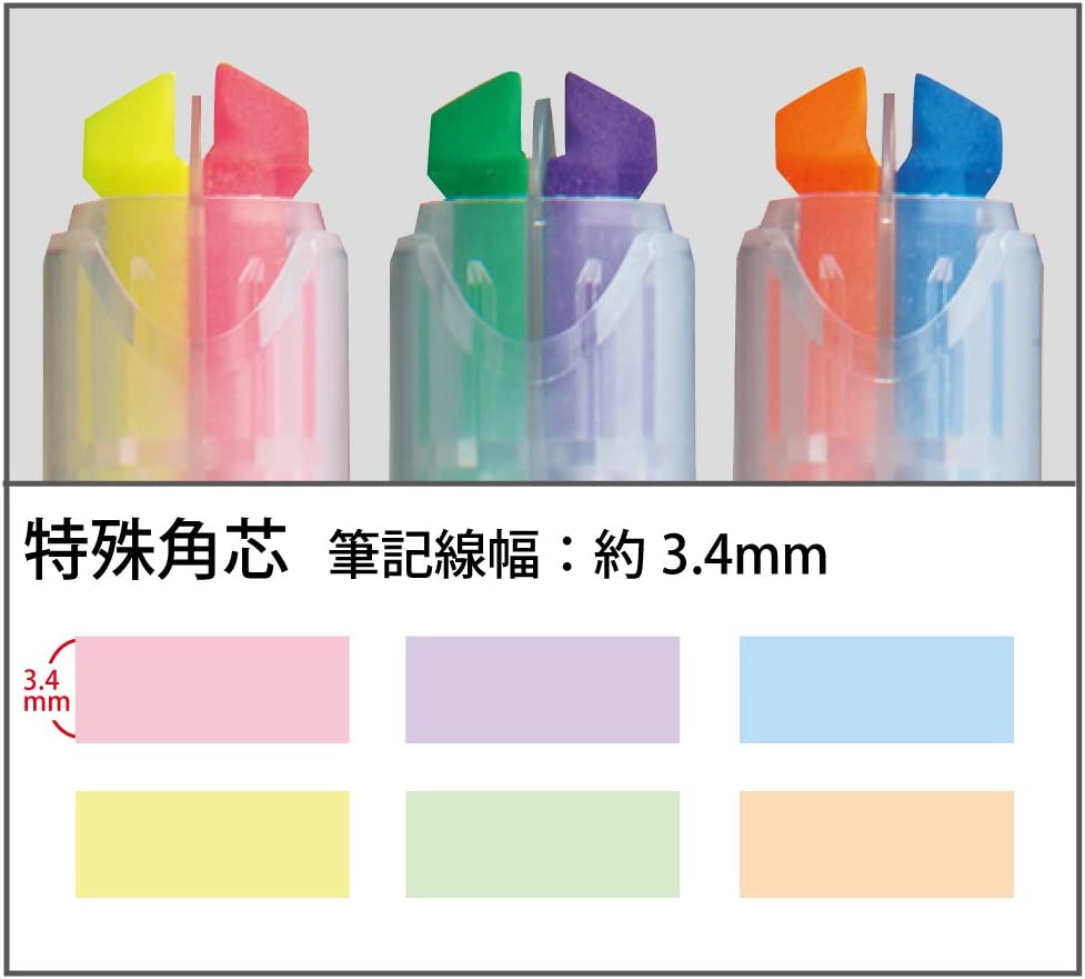Resaltador de color suave con punta de escarabajo de dos colores de Kokuyo