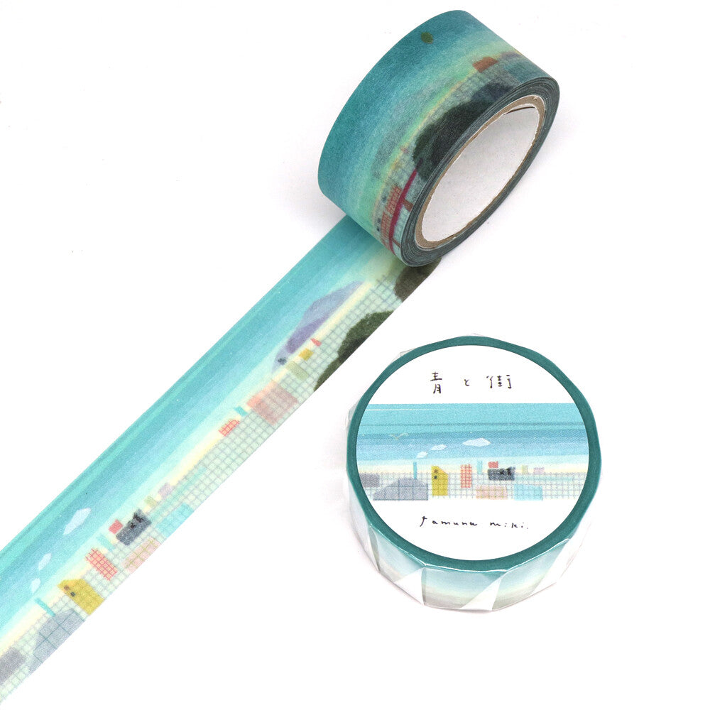Cinta washi azul y urbana Tamura Miko